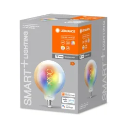 Dæmpbar Led-Pære|Filament Pære ^ LEDVANCE SMART+ WiFi E27 4,8W klar G125 RGB CCT