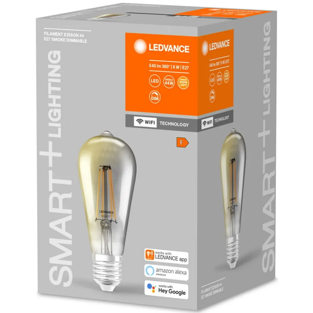 Dæmpbar Led-Pære|Filament Pære ^ LEDVANCE SMART+ WiFi Filament Edison 44 E27 6W 825