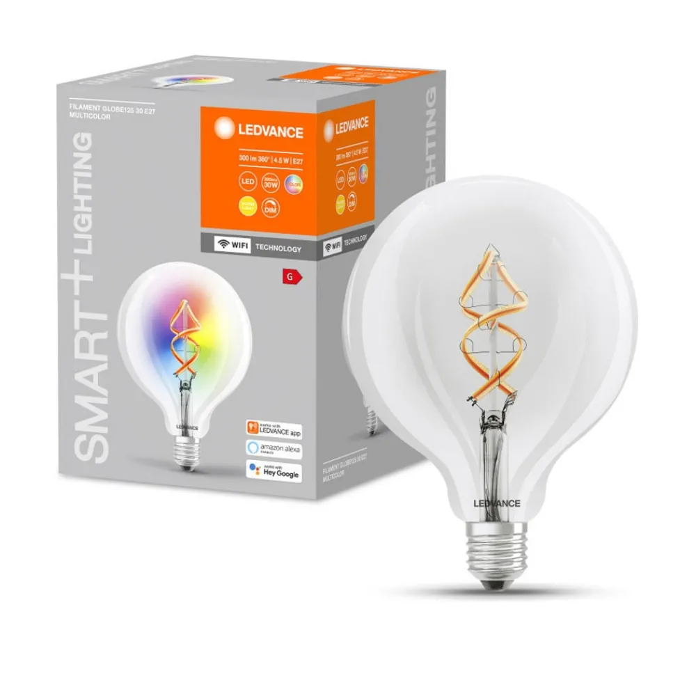 Dæmpbar Led-Pære|Filament Pære ^ LEDVANCE SMART+ WiFi Filament Globe RGBW E27 4,5 W