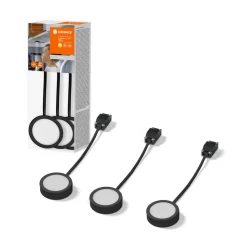 Underskabsbelysning ^ LEDVANCE Undercabinet Puck møbelspot 3 stk sort