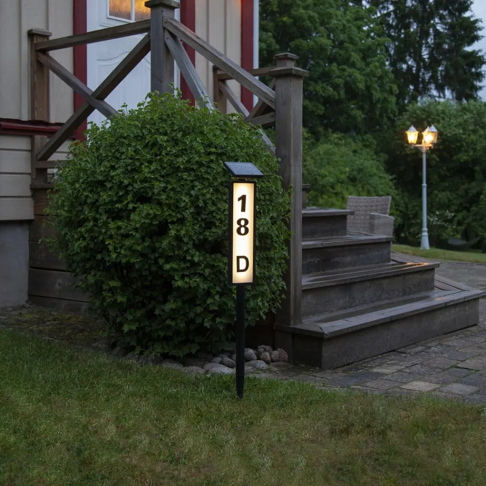 STAR TRADING Solcellelamper|Gadebelysning > LED-vejlampe solcelle Pathy med husnummer