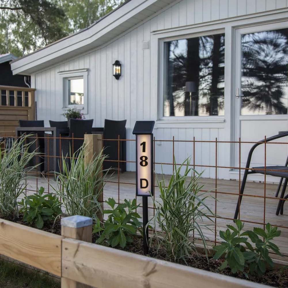 STAR TRADING Solcellelamper|Gadebelysning > LED-vejlampe solcelle Pathy med husnummer