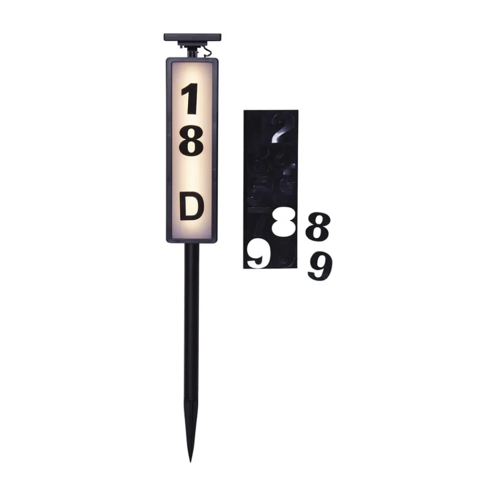 STAR TRADING Solcellelamper|Gadebelysning > LED-vejlampe solcelle Pathy med husnummer