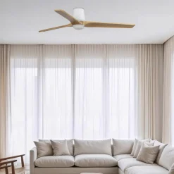 FARO BARCELONA Loftventilatorer > LED-ventilator Heywood L, hvid/træfarvet, DC, støjsvag, CCT