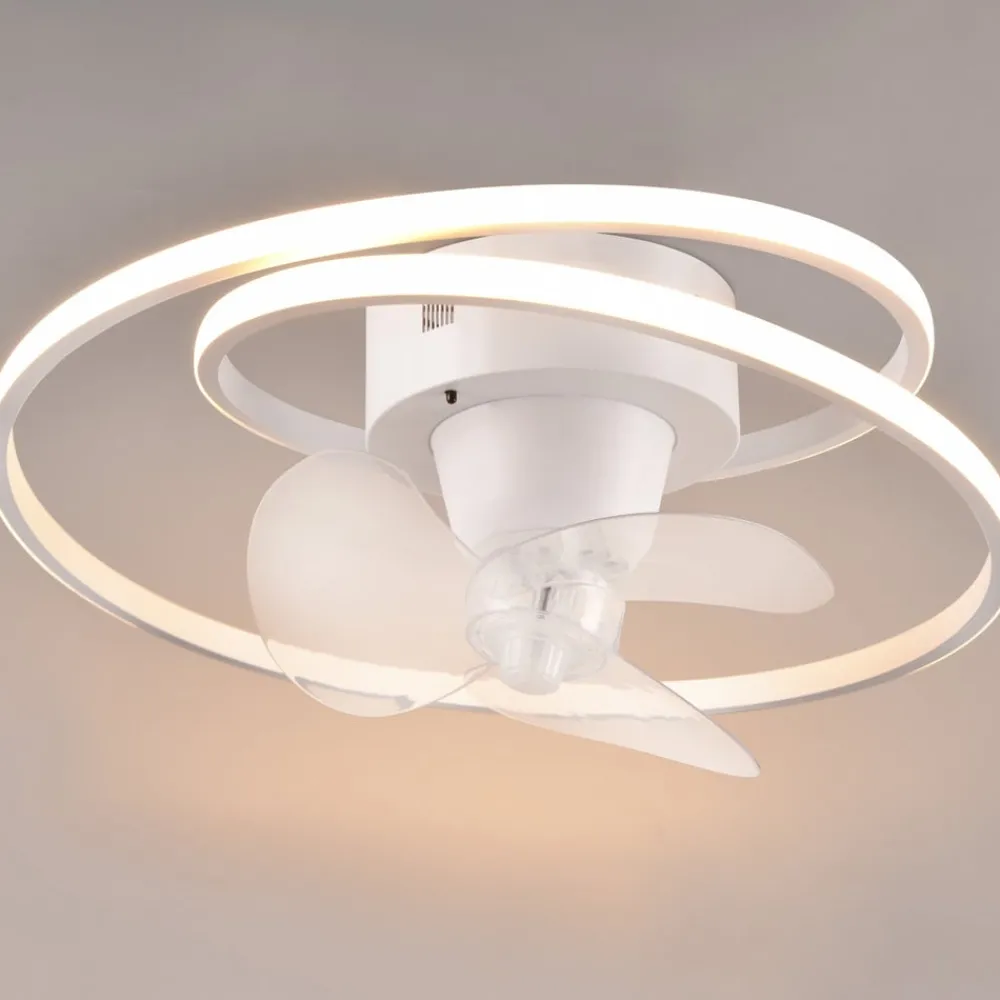 Loftventilatorer ^ Reality Leuchten LED-ventilator Umea, hvid, DC, støjsvag, Ø 50 cm, CCT, fjernbetjening