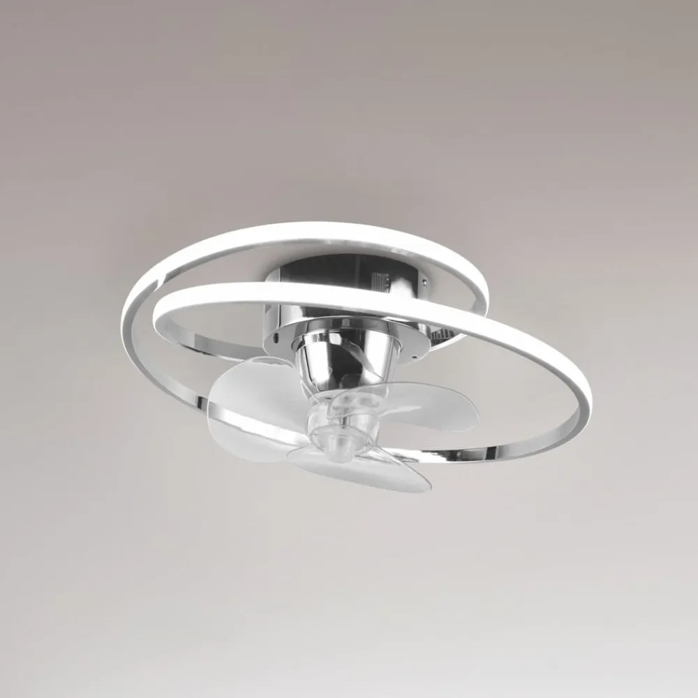 Reality Leuchten Loftventilatorer > LED-ventilator Umea, krom, DC, støjsvag, Ø 50 cm, CCT, fjernbetjening