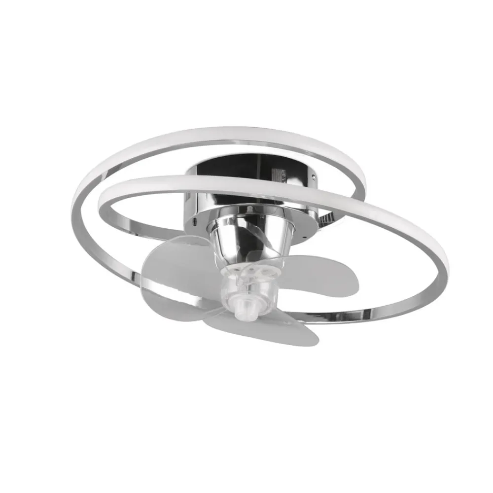 Reality Leuchten Loftventilatorer > LED-ventilator Umea, krom, DC, støjsvag, Ø 50 cm, CCT, fjernbetjening