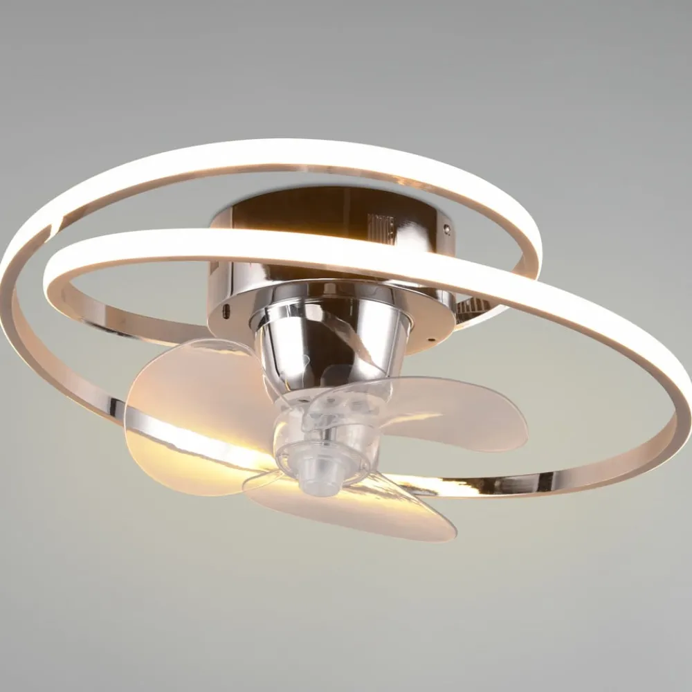 Reality Leuchten Loftventilatorer > LED-ventilator Umea, krom, DC, støjsvag, Ø 50 cm, CCT, fjernbetjening