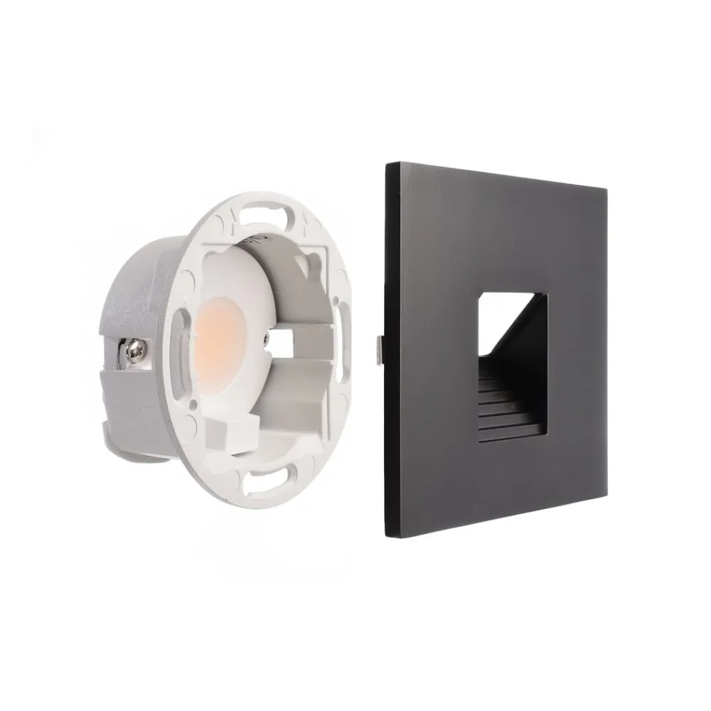 Indbygningsspots|Væglamper ^ Deko-Light LED-vægindbygningslampe SET Alwaid sort 8 x 8 cm niveau 2.700K