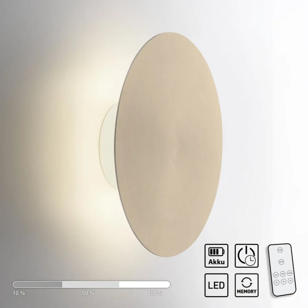 Paul Neuhaus Væglamper|Væglamper > LED-væglampe batteri Puntua Ø 25 cm messing mat