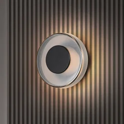 Væglamper|Væglamper ^ Trio Lighting LED-væglampe Celeste, sort/krom, Ø 22 cm glas dæmpbar