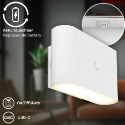Briloner Væglamper > LED-væglampe Chat, hvid, 16 cm, plast, sensor