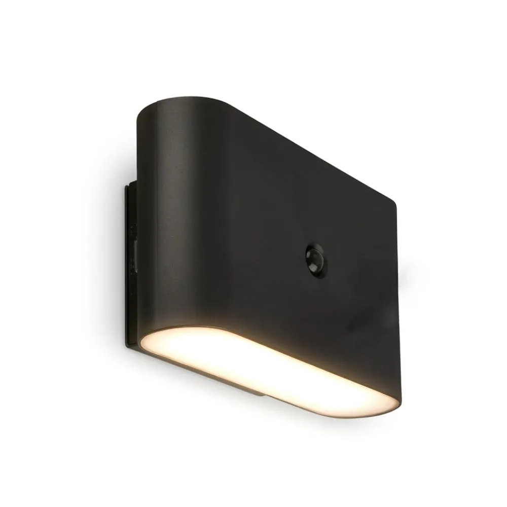 Væglamper|Væglamper ^ Briloner LED-væglampe Chat, sort, 16 cm, plast, sensor