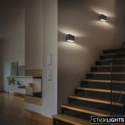 Væglamper|Væglamper ^ Briloner LED-væglampe Chat, sort, 16 cm, plast, sensor