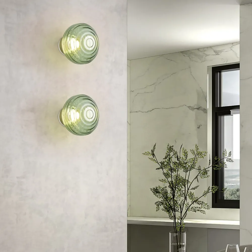 Reality Leuchten Væglamper > LED-væglampe Earl, messing/grøn, glas, Ø 15,5 cm