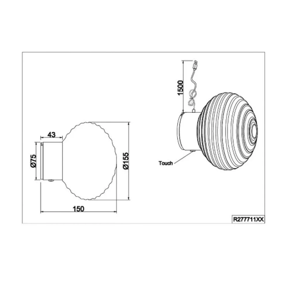 Reality Leuchten Væglamper > LED-væglampe Earl, messing/grøn, glas, Ø 15,5 cm
