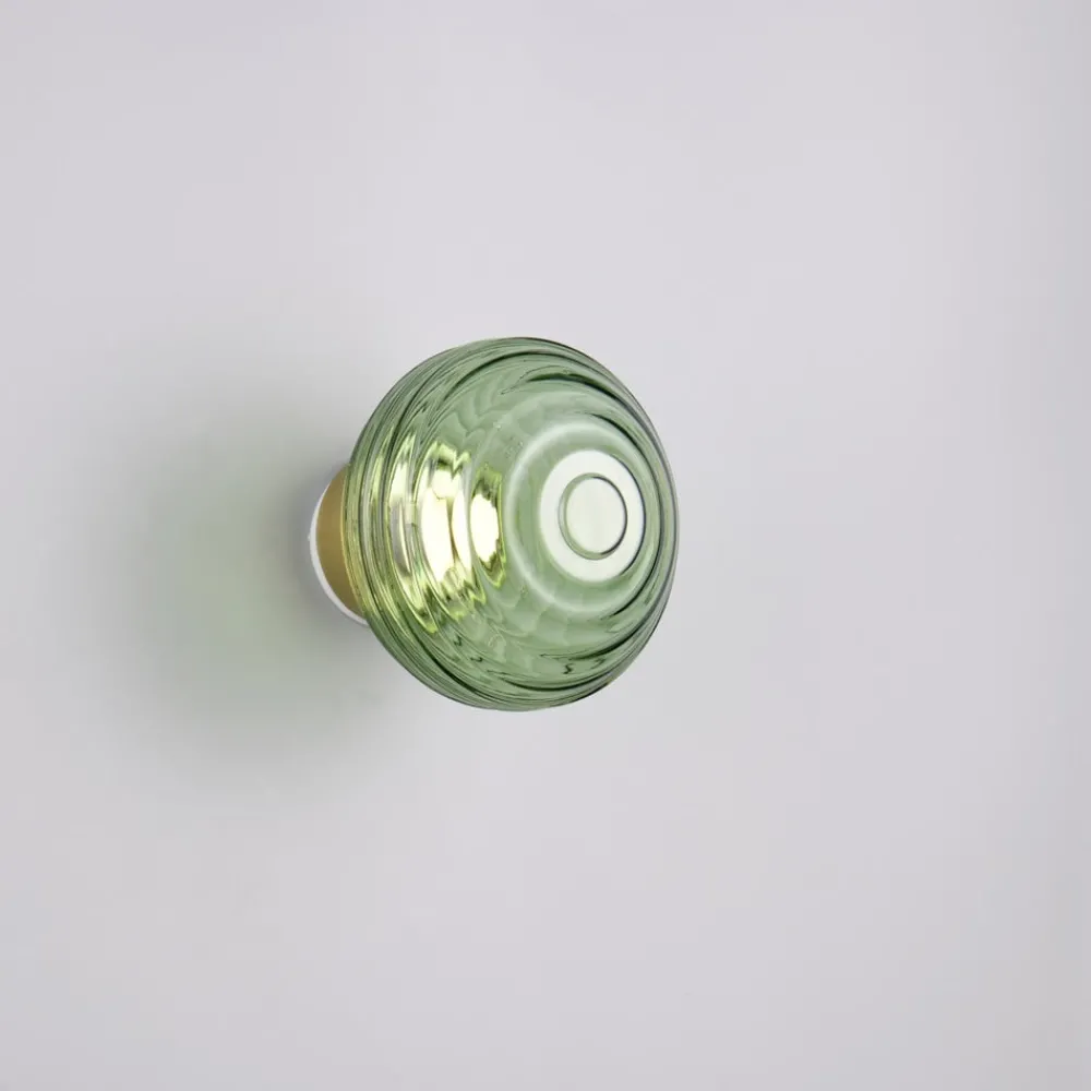 Reality Leuchten Væglamper > LED-væglampe Earl, messing/grøn, glas, Ø 15,5 cm