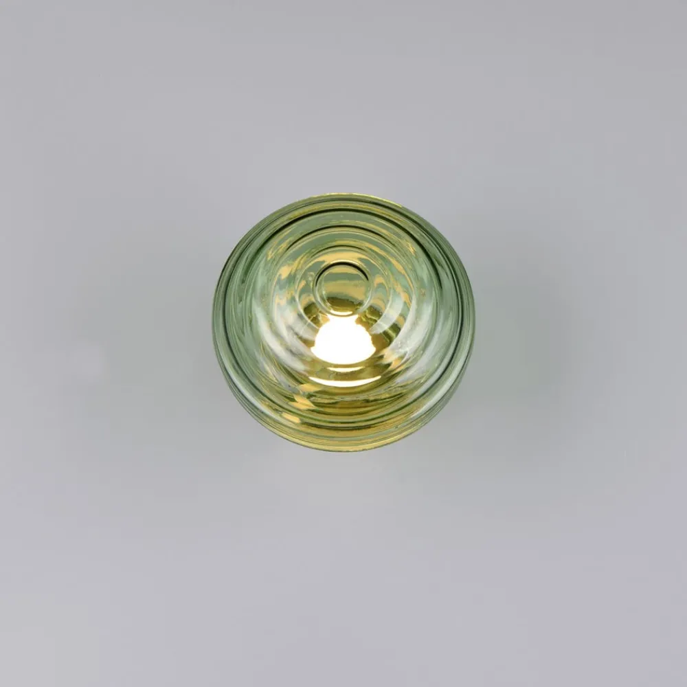 Reality Leuchten Væglamper > LED-væglampe Earl, messing/grøn, glas, Ø 15,5 cm