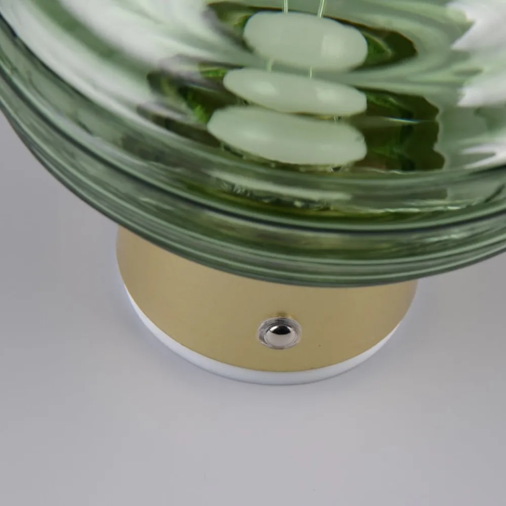 Reality Leuchten Væglamper > LED-væglampe Earl, messing/grøn, glas, Ø 15,5 cm
