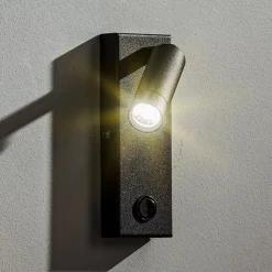 TK Lighting Væglamper > LED-væglampe Enzo kantet med afbryder, sort
