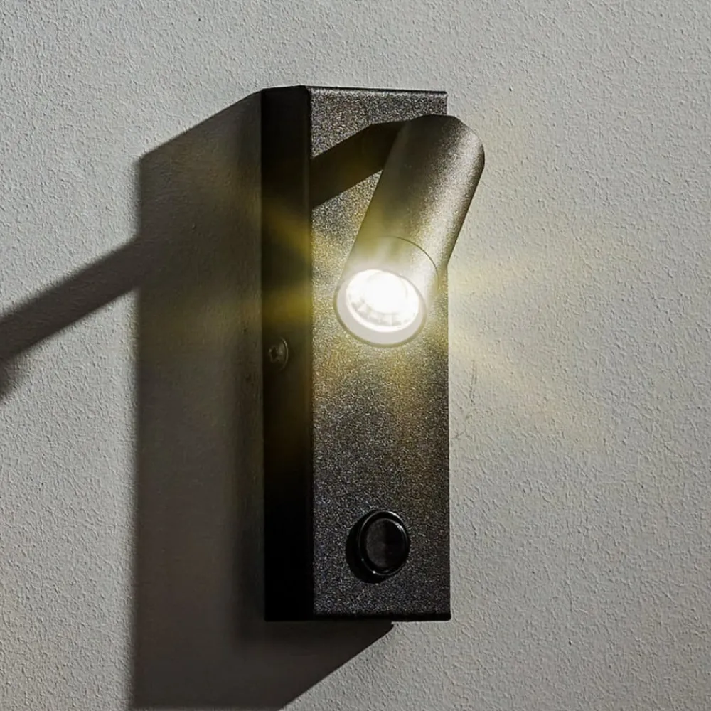 TK Lighting Væglamper > LED-væglampe Enzo kantet med afbryder, sort