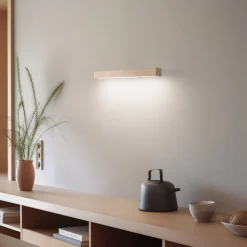 Væglamper ^ TK Lighting LED-væglampe i træ Teo, fyr, 46 cm, 3000 K