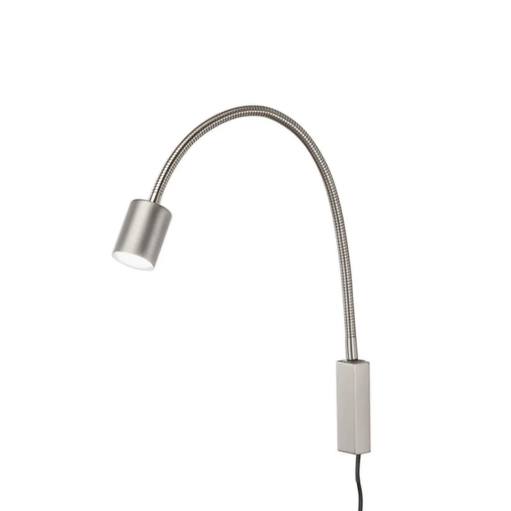 Væglamper|Væglamper ^ FISCHER & HONSEL LED-væglampe Justi, nikkelfarvet, højde 52 cm, metal