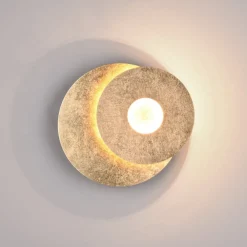 Væglamper|Væglamper ^ Trio Lighting LED-væglampe Leano, rund linse, guld, indirekte