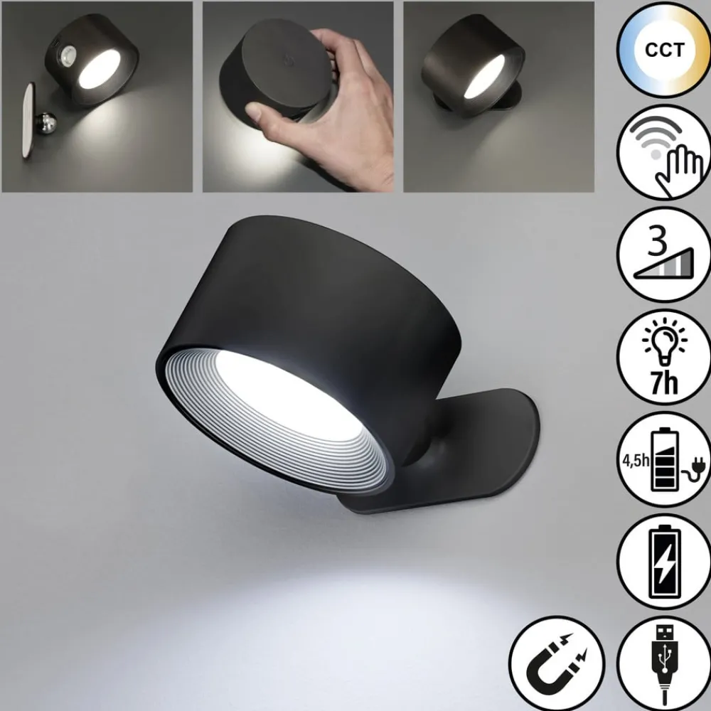Gang|Pendellamper ^ FH Lighting LED-væglampe Magnetics, sort, CCT, med magnet
