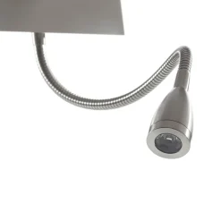 Væglamper|Væglamper ^ Searchlight LED-væglampe 6519 med LED-læselampe, satineret sølv