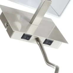 Væglamper|Væglamper ^ Searchlight LED-væglampe 6519 med LED-læselampe, satineret sølv