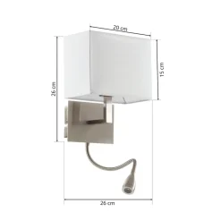 Væglamper|Væglamper ^ Searchlight LED-væglampe 6519 med LED-læselampe, satineret sølv