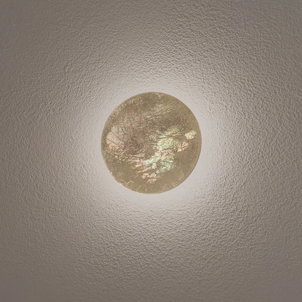 Væglamper ^ Nowodvorski Lighting LED-væglampe Ring S, Ø 15 cm, krydsfiner, guldfarvet