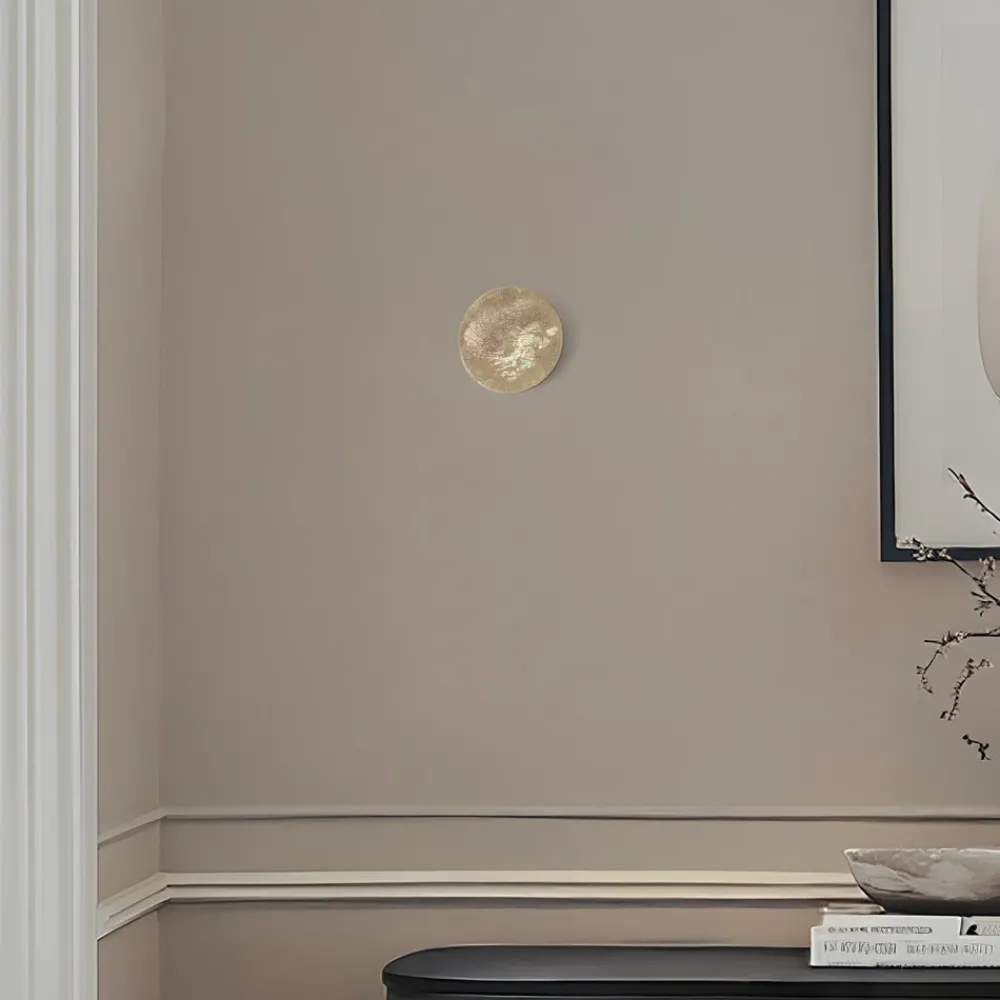Væglamper ^ Nowodvorski Lighting LED-væglampe Ring S, Ø 15 cm, krydsfiner, guldfarvet