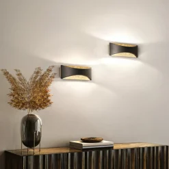 FISCHER & HONSEL Væglamper > LED-væglampe Rio, sort/bladguld, bredde 23 cm, metal