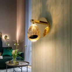 Schuller Valencia Væglamper|Væglamper > LED-væglampe Rocio, metal, glas, 1-lys, guld