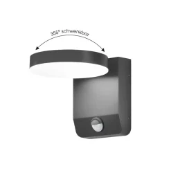 CMD Væglampe Med Sensor > LED-væglampe 9083, sensor, antracit, 16 cm, CCT, IP54