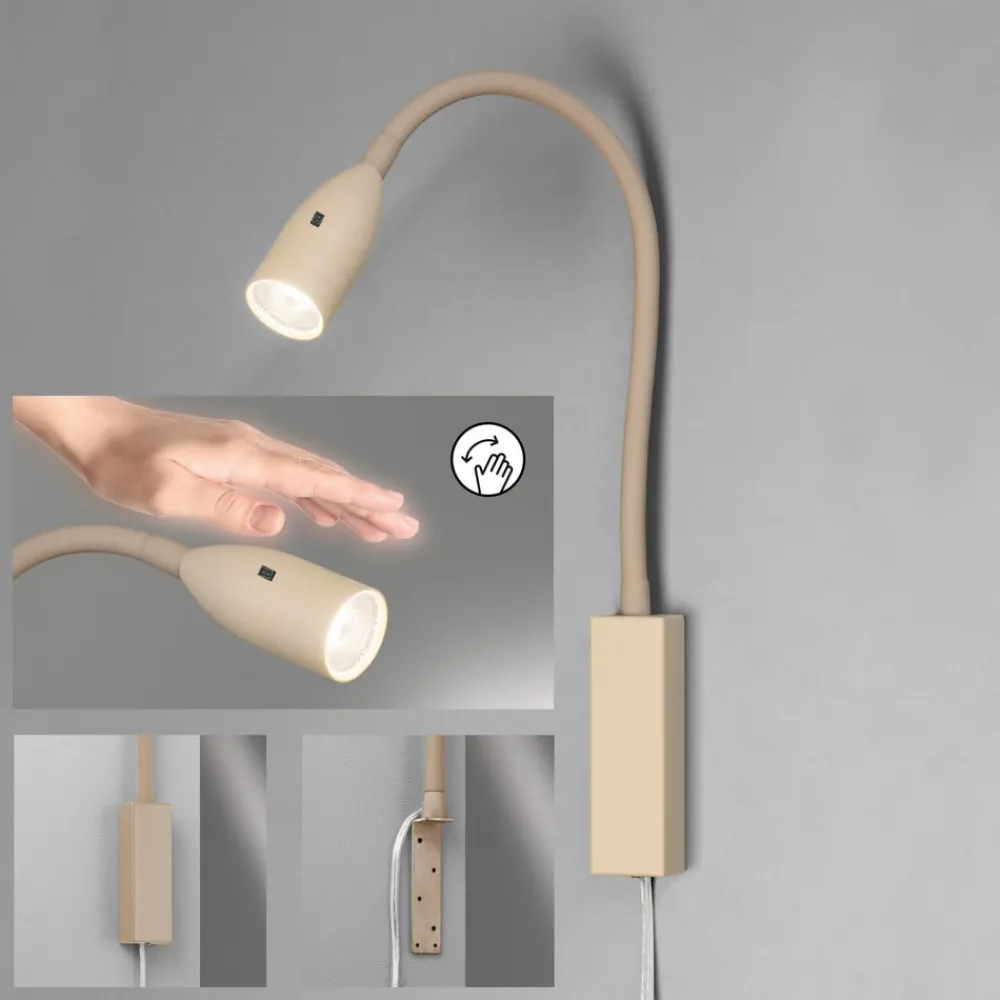 FISCHER & HONSEL Væglamper > LED-væglampe Sten, sandfarvet, højde 61 cm Gestestyring
