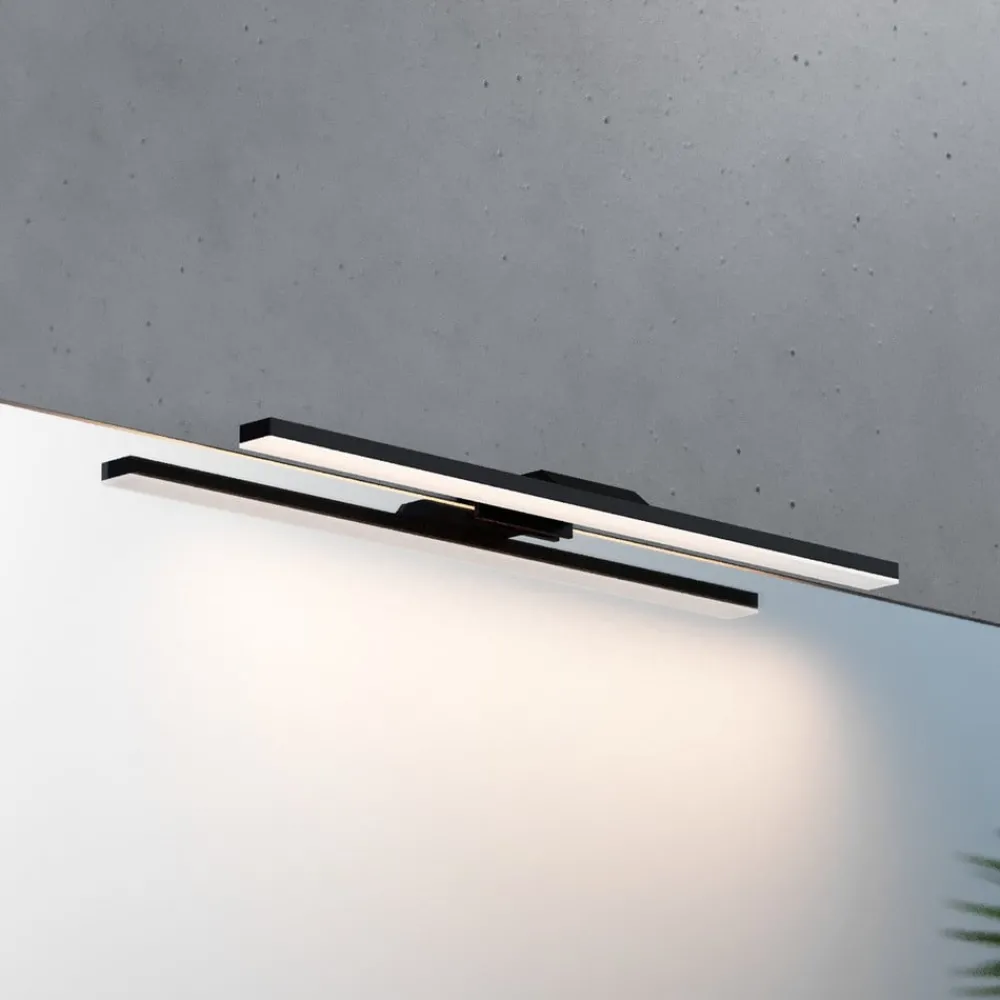 Væg- Og Spejllamper ^ MCJ LED-væglampe til badeværelset Modena IP44 sort, 4.000 K, bredde 40 cm