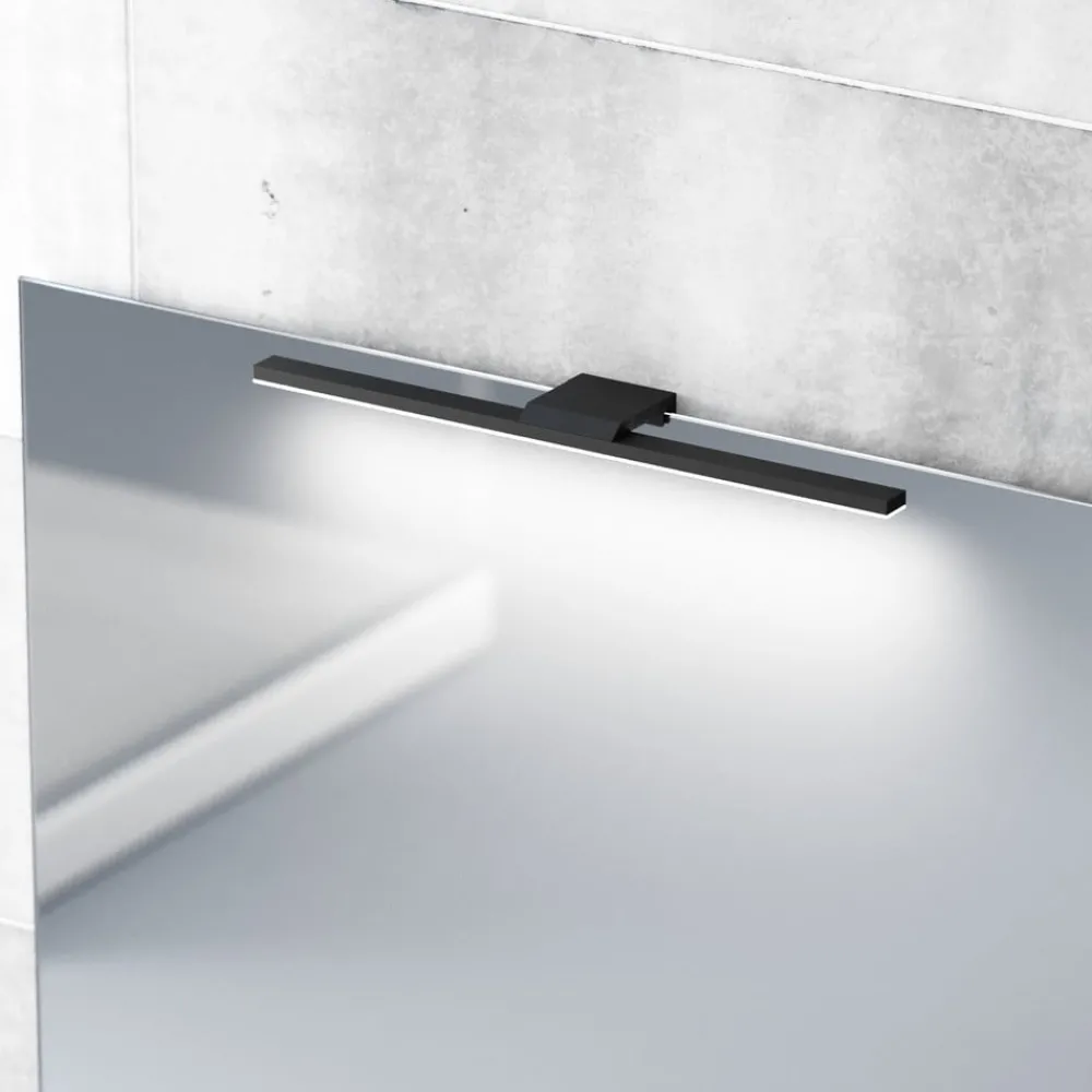 Væg- Og Spejllamper ^ MCJ LED-væglampe til badeværelset Modena IP44 sort, 4.000 K, bredde 40 cm