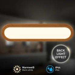 Briloner Væg- Og Spejllamper > LED-væglampe til badeværelset Pil, træfarvet, bredde 35 cm, plast