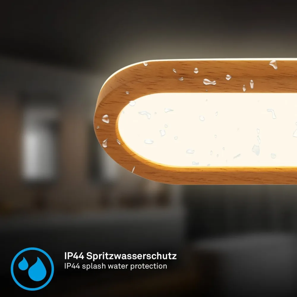 Briloner Væg- Og Spejllamper > LED-væglampe til badeværelset Pil, træfarvet, bredde 35 cm, plast
