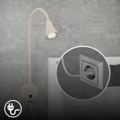 Briloner Væglamper|Væglamper > LED-væglampe Tusa, beige, metal, 45 cm, fleksibel arm, GU10