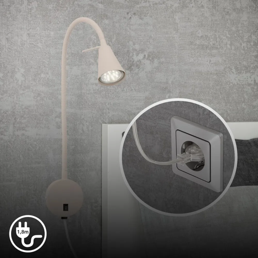 Briloner Væglamper|Væglamper > LED-væglampe Tusa, beige, metal, 45 cm, fleksibel arm, GU10