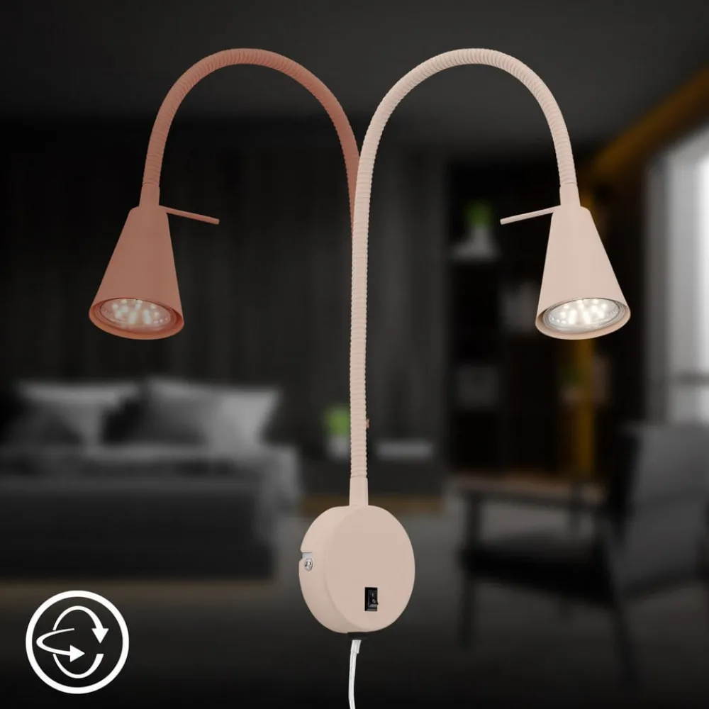 Briloner Væglamper|Væglamper > LED-væglampe Tusa, beige, metal, 45 cm, fleksibel arm, GU10