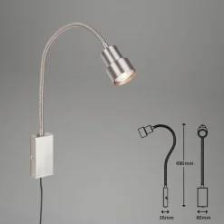 Væglamper ^ Briloner LED-væglampe Tusi med fleksibel arm, nikkel