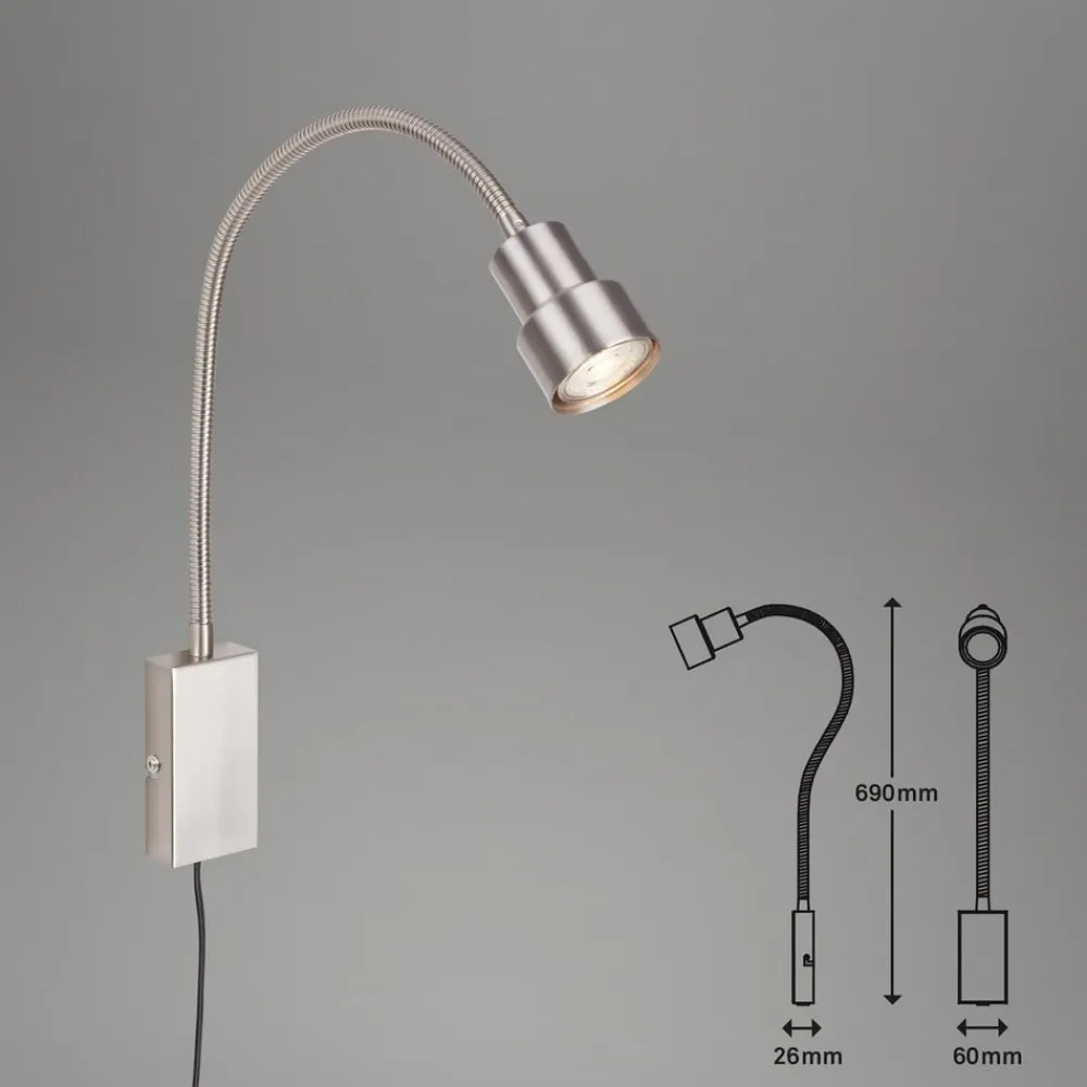 Væglamper ^ Briloner LED-væglampe Tusi med fleksibel arm, nikkel