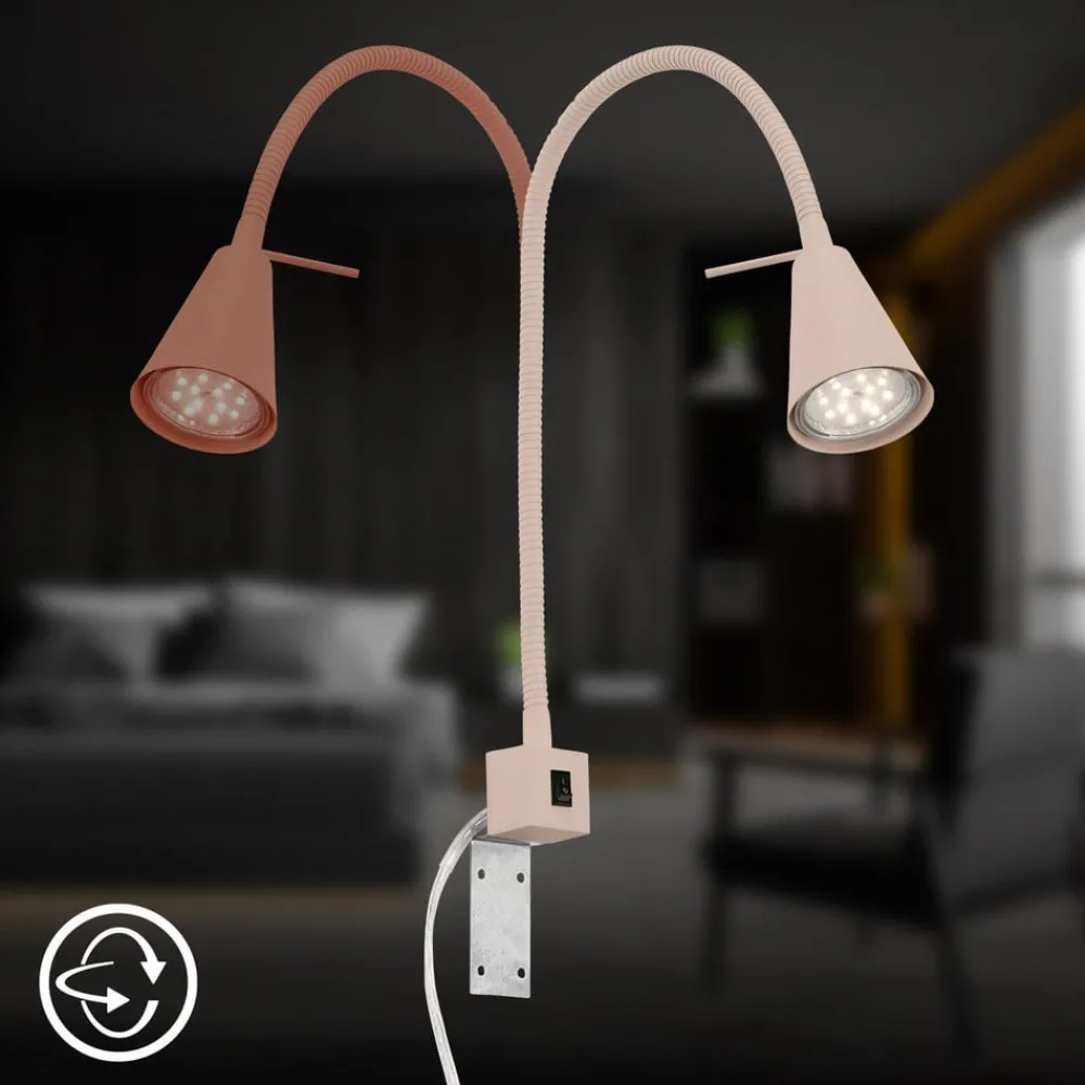 Underskabsbelysning ^ Briloner LED-væglampe Tuso, beige, sengemontering, metal, fleksibel arm