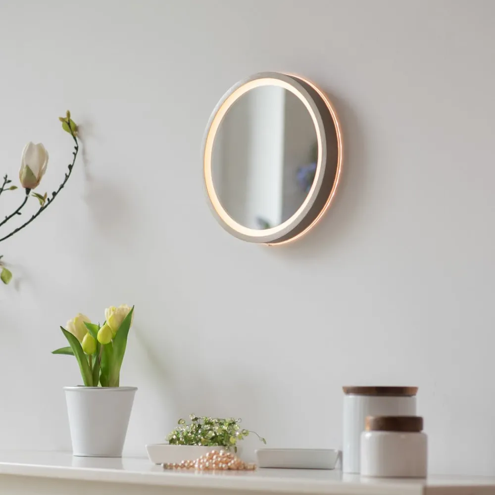 Paul Neuhaus Møbel Og Interiør > LED-vægspegel VIDRO, bronze, Ø 26 cm, powerbank, afbryder
