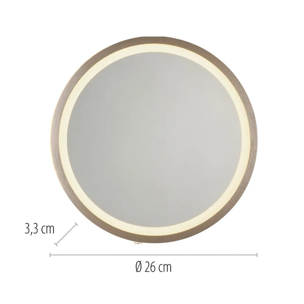 Paul Neuhaus Møbel Og Interiør > LED-vægspegel VIDRO, bronze, Ø 26 cm, powerbank, afbryder